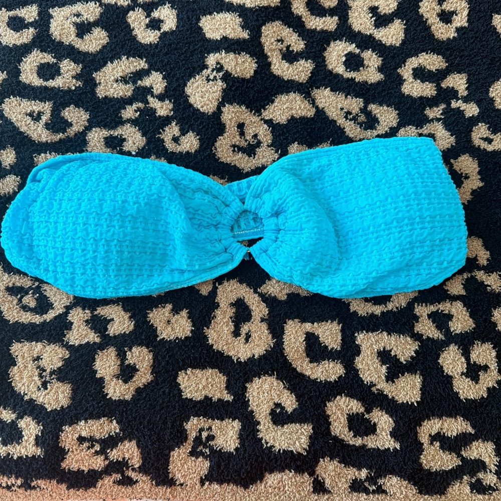 Turquoise Bandeau Bikini Top and bottoms